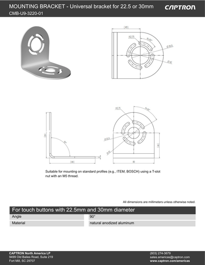Universal Mounting Bracket | 22.5mm & 30mm Touch Button Bracket