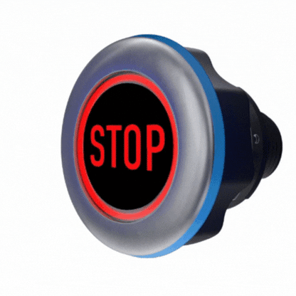 Animation of CAPTRON CANEO series10 STOP button changing from green to red