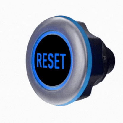 Animation of CAPTRON CANEO Reset button changing from blue to blue flashing sequence