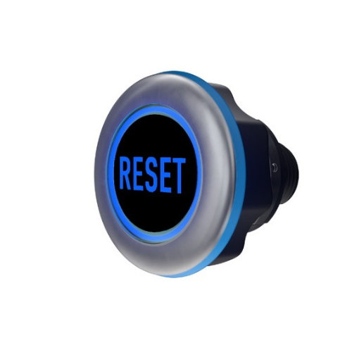 CAPTRON CANEO Hygienic Button with RESET symbol illuminated in blue