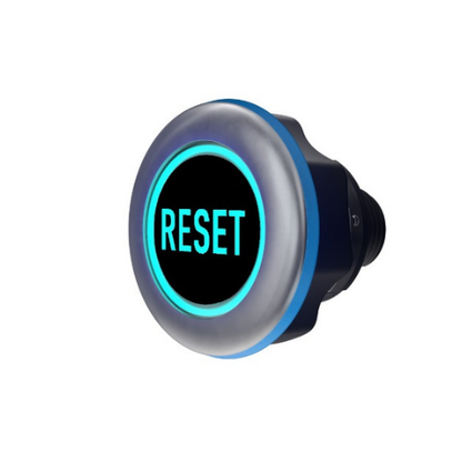 CAPTRON CANEO Hygienic Reset button with blue glowing outline on a white background
