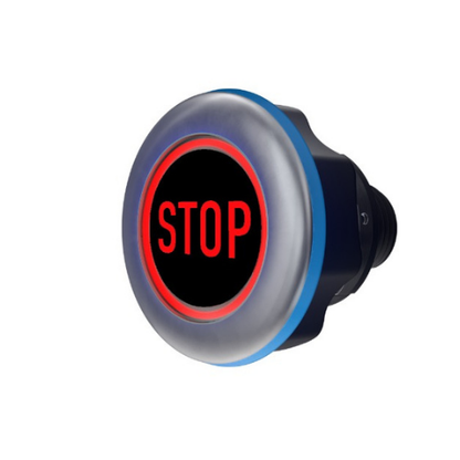 CAPTRON CANEO Hygienic Button with 'STOP' text on a black background